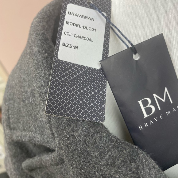 Braveman Wool Blend Double Breasted Long Coat NWT Charcoal Grey Size Medium - Picture 8 of 11